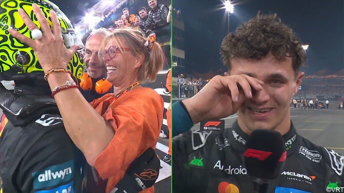 Lando Norris laat tranen vloeien na 1e wereldtitel én knuffels van Belgische mama: "Ik heb lang pad bewandeld met McLaren"