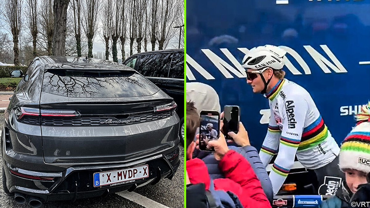 Een opwarmingsritje van 20 km: Mathieu van der Poel komt niet met Lamborghini, maar met de fiets aan in Antwerpen
