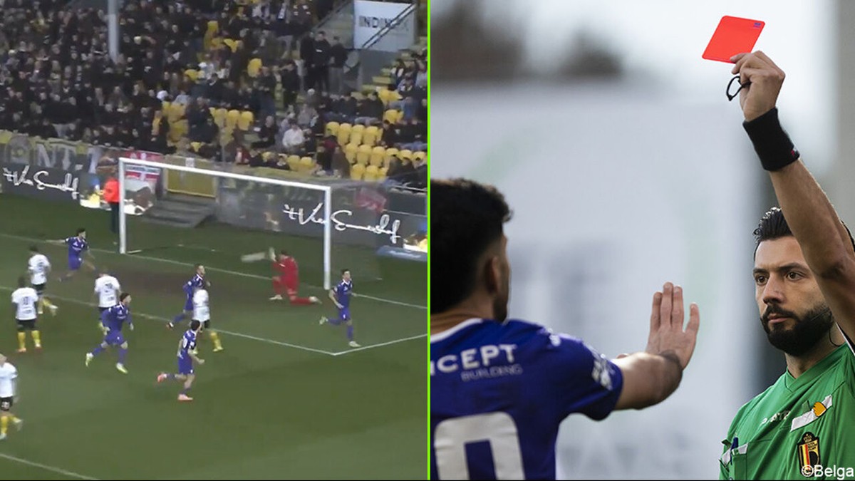 Wat bezielde hem? Patro Eisden-speler vlamt bal tegen Lokeren-doelman na gescoorde penalty en krijgt rood