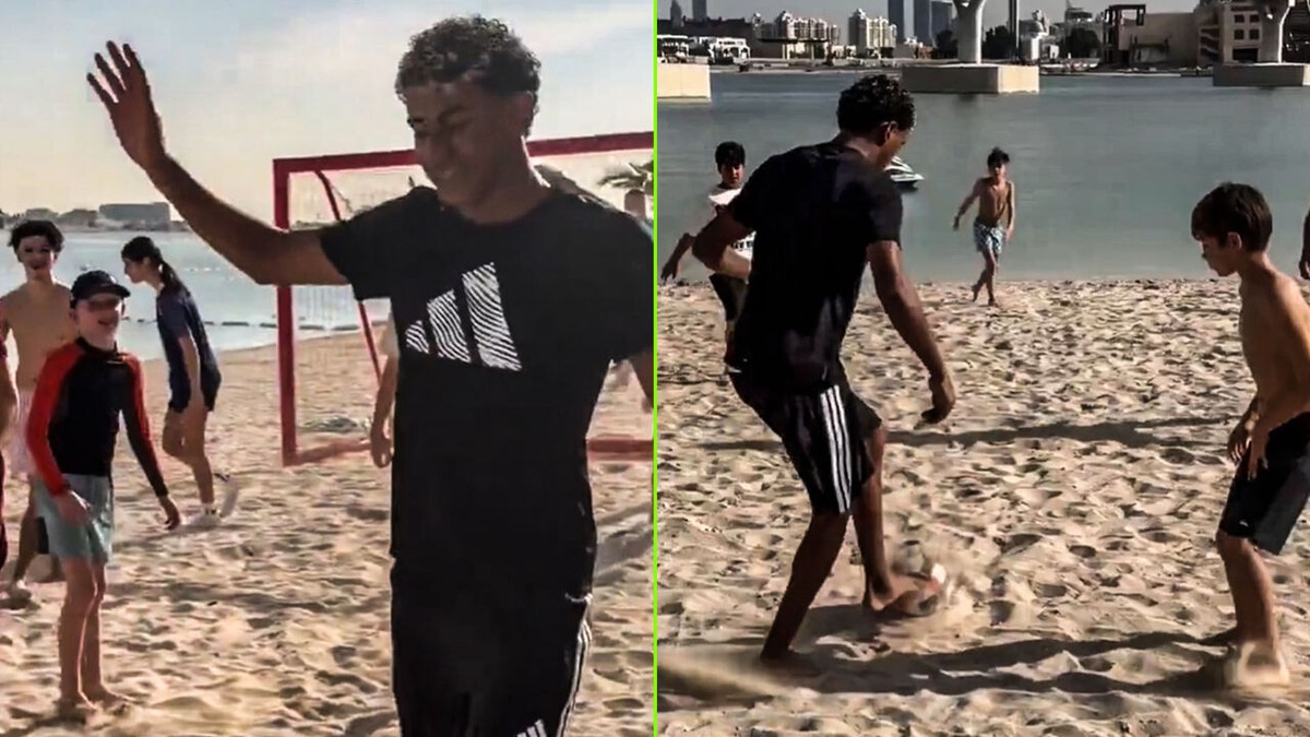 Kerstgeschenk om nooit meer te vergeten: Lamine Yamal vergezelt kinderen in Dubai voor potje strandvoetbal