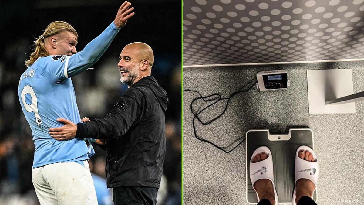 "All good": Erling Haaland deelt na waarschuwing van Guardiola over kerstkilo's foto van zijn gewicht op weegschaal