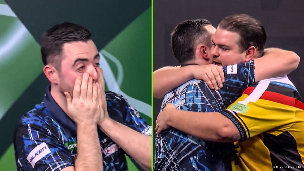 De opluchting was groot: topfavoriet Luke Humphries stoot ondanks schrikmoment tegen Duitse reus door op WK darts