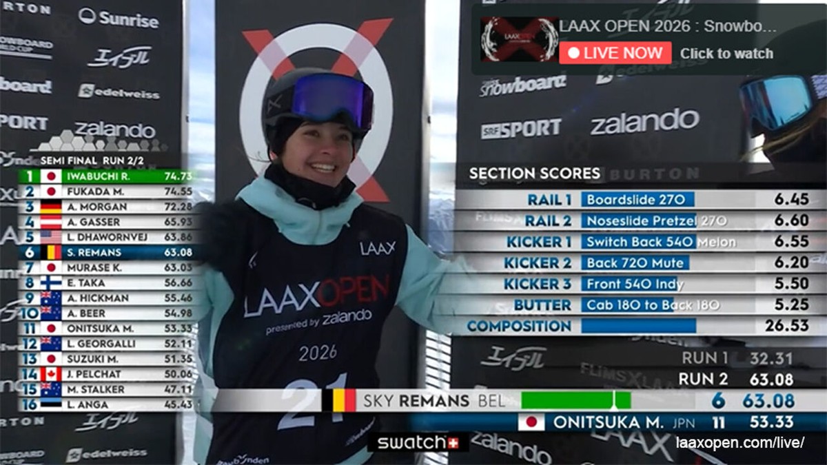 Snowboardster Sky Remans (15) plaatst zich voor allereerste WB-finale in slopestyle in Laax