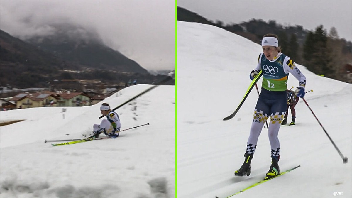 En een val! Zweedse langlaufvrouwen kunnen favorietenrol niet waarmaken op estafette na stevige tuimelperte