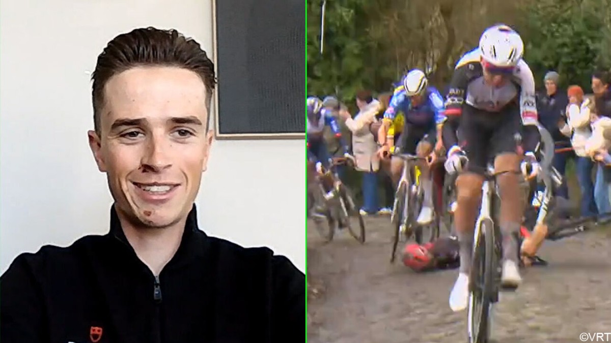 "Het is een wonder dat hij nog om me heen kan": Pluimers lacht alweer na val en save van Van der Poel in Omloop