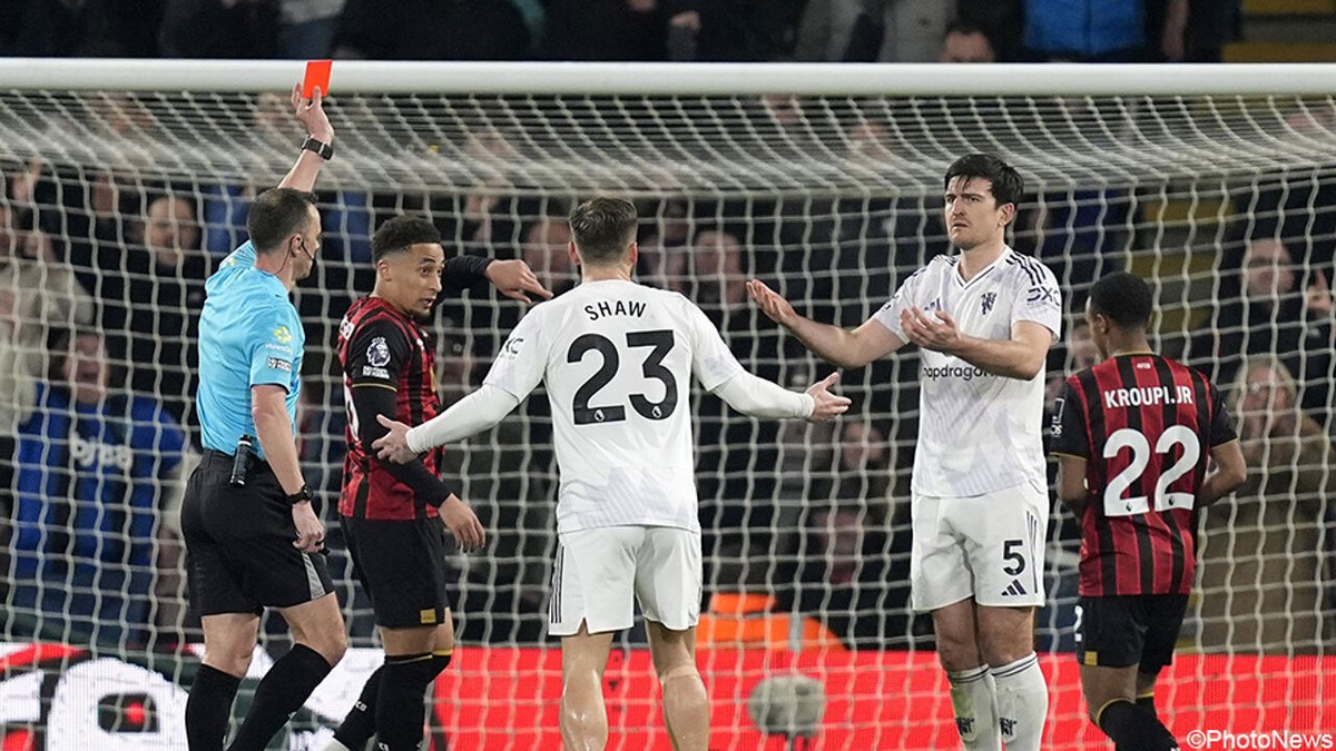 Lammens en Man United lijden puntenverlies bij Bournemouth na rood voor Maguire en late penalty
