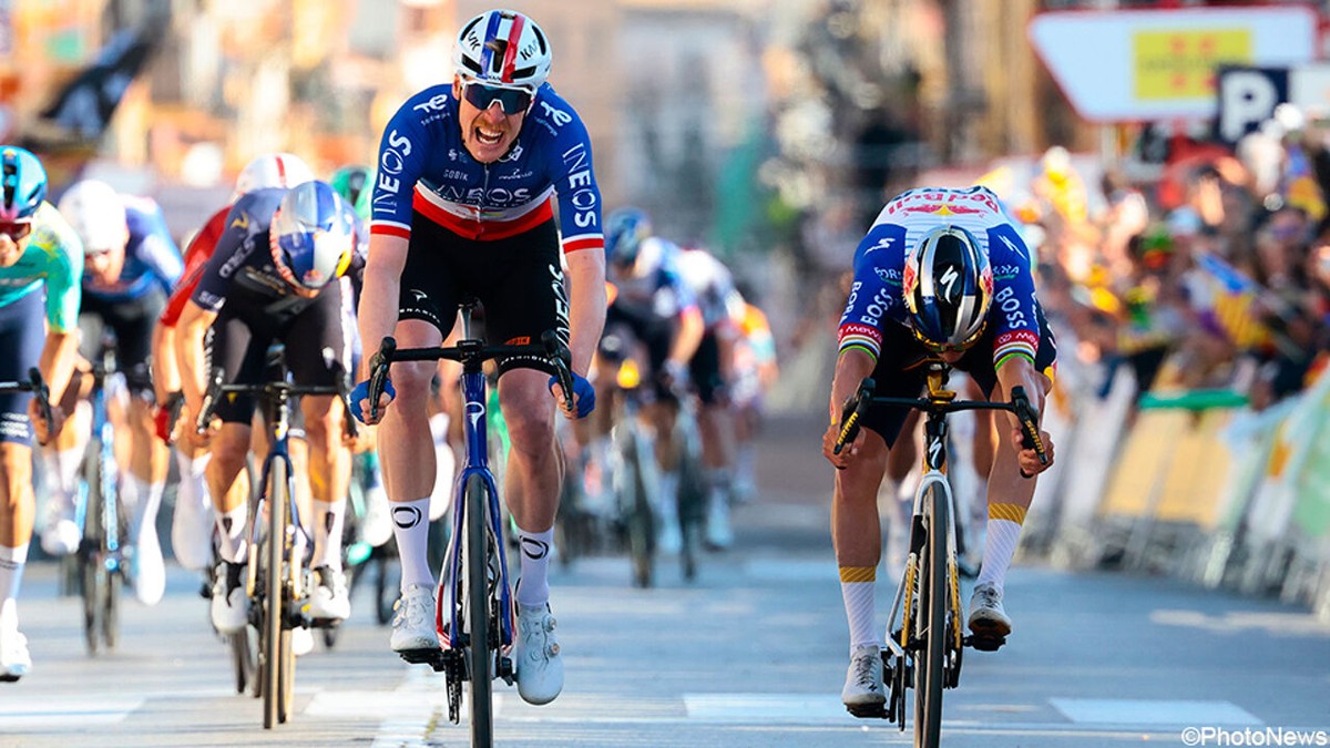 "Sprinter" Remco Evenepoel strandt op zucht van spurtzege in opener Catalonië, Godon is tikje sneller