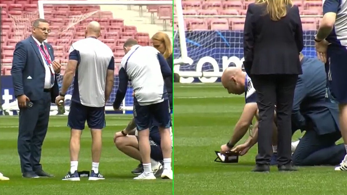 Vreemde taferelen voor de aftrap: staf van Arsenal meet het "te lange gras" en eist inspectie van UEFA