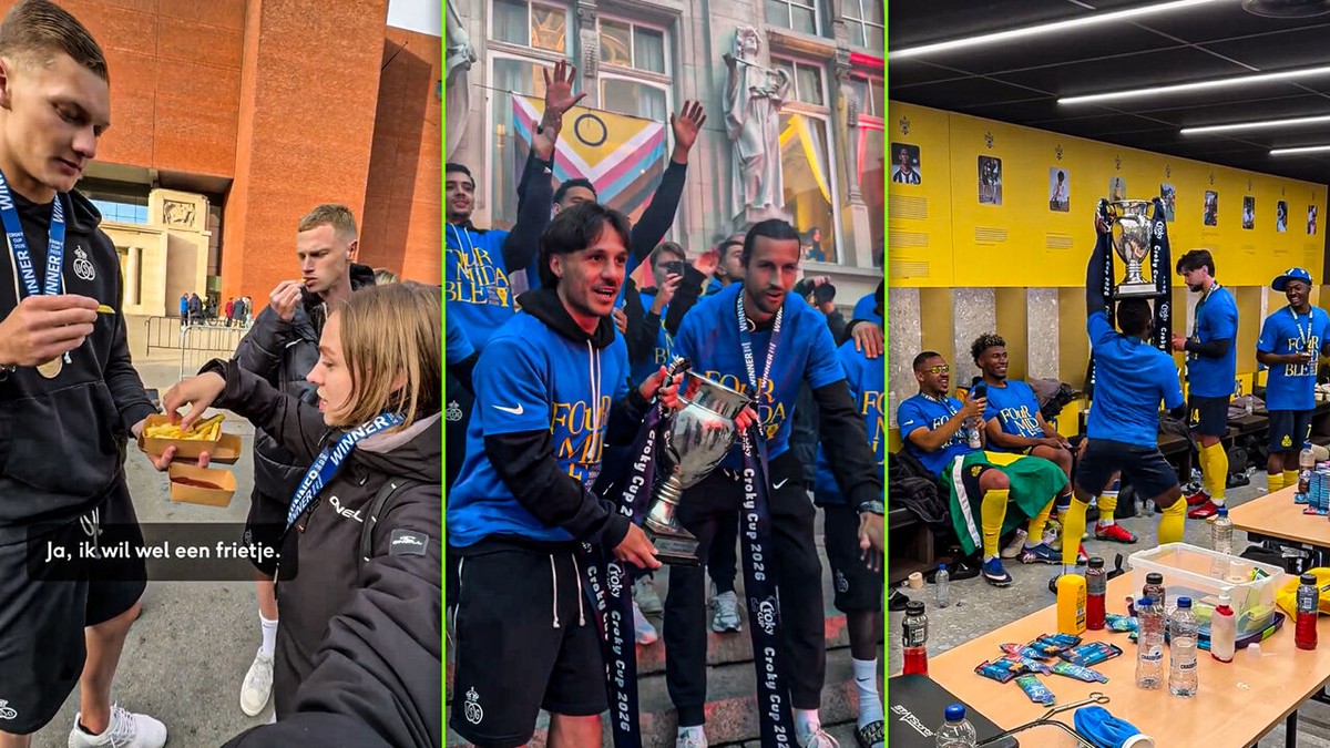 Club Brugge? Toch eerst een feestje! Union-spelers vieren bekerwinst met frietjes, dansjes en sfeervolle huldiging