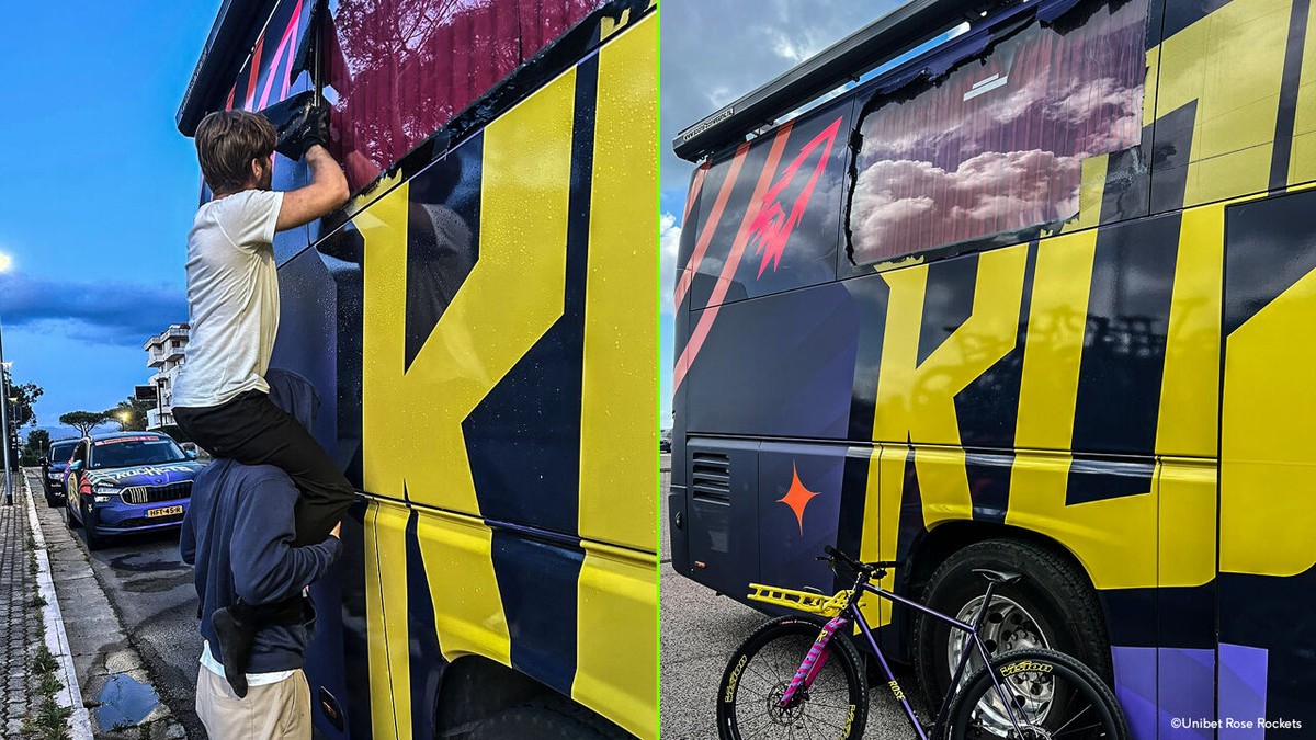 Pech blijft Unibet Rose Rockets achtervolgen: vrachtwagen ramt ruit uit de ploegbus van Bas Tietema