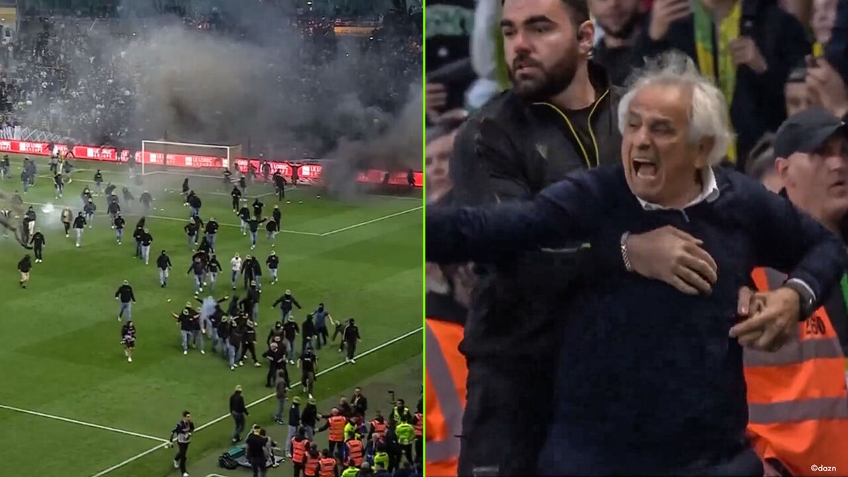 Zelfs 73-jarige coach werd tegengehouden: Nantes-fans wekken woede op door slotmatch te kapen met veldbestorming
