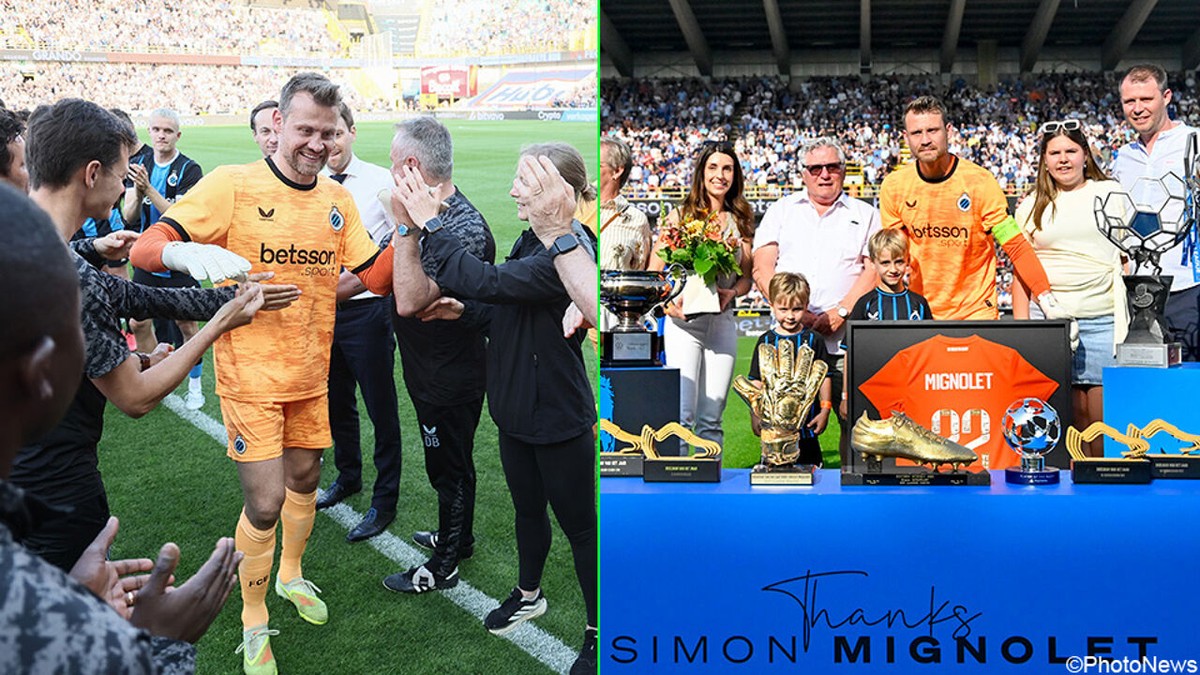 Opnieuw een kippenvelmoment: Simon Mignolet krijgt erehaag bij applauswissel, ook voor aftrap al indrukwekkend eerbetoon