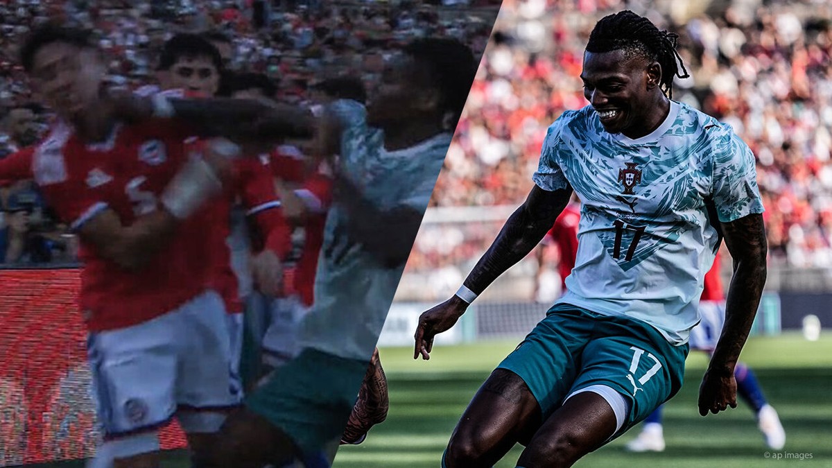 Wat bezielt Rafael Leao? Portugese ster deelt tegenstander flinke tik uit en pakt rood in oefenduel tegen Chili