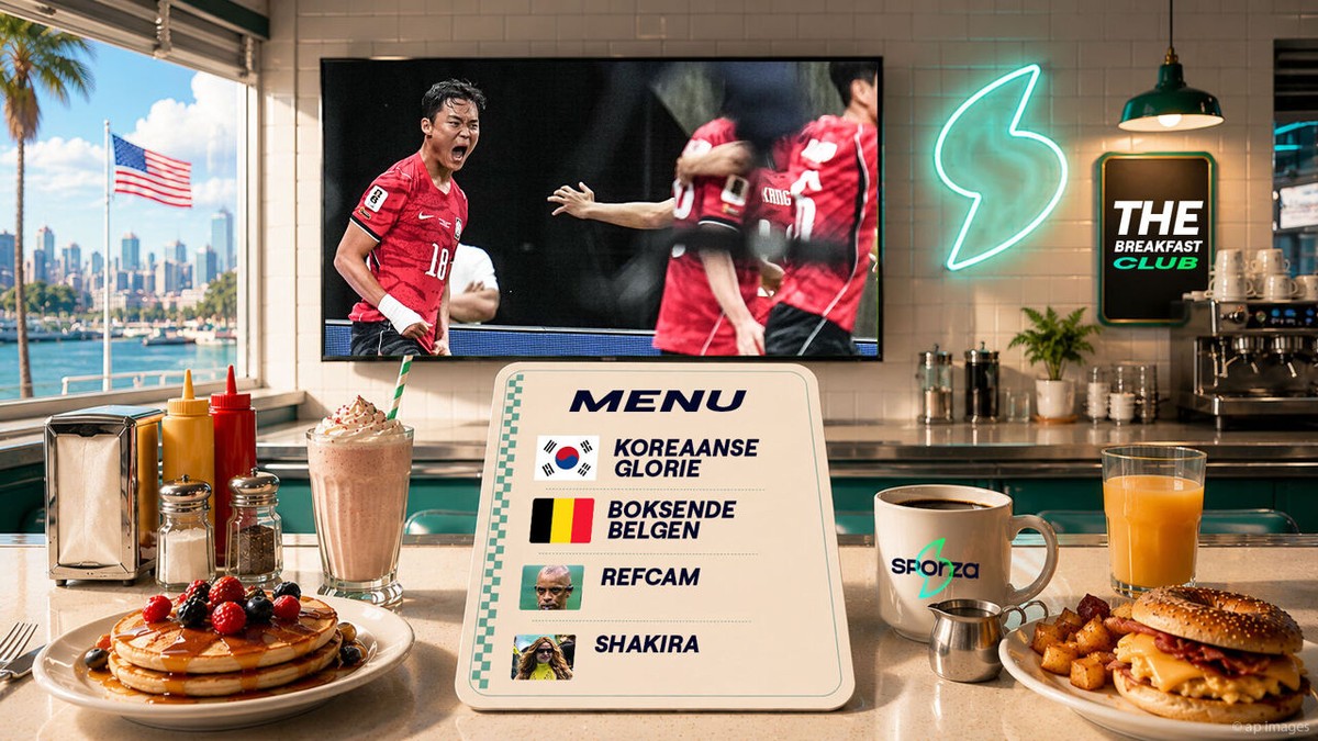 Koreaanse glorie en een sombrero pijnigt onze commentator: met Breakfast Club ben je meteen mee na de eerste WK-nacht