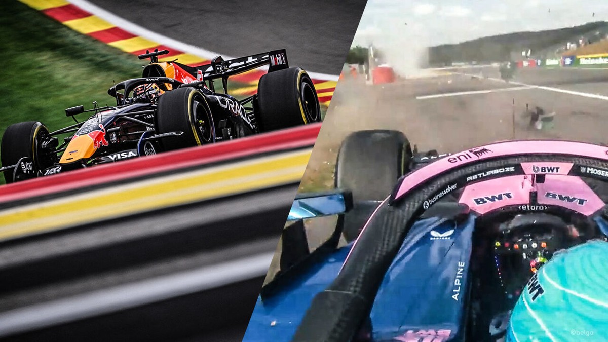 Verstappen en Antonelli geven adelbrieven af in oefensessies in België, die worden opgeschrikt door crash Gasly