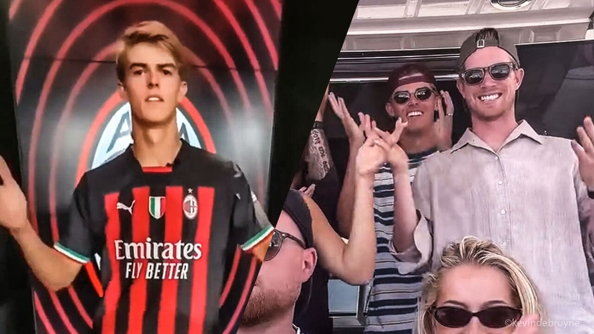 Kevin De Bruyne en Steven Defour lachen smakelijk om oud dansje van Charles De Ketelaere, die vrolijk meedanst