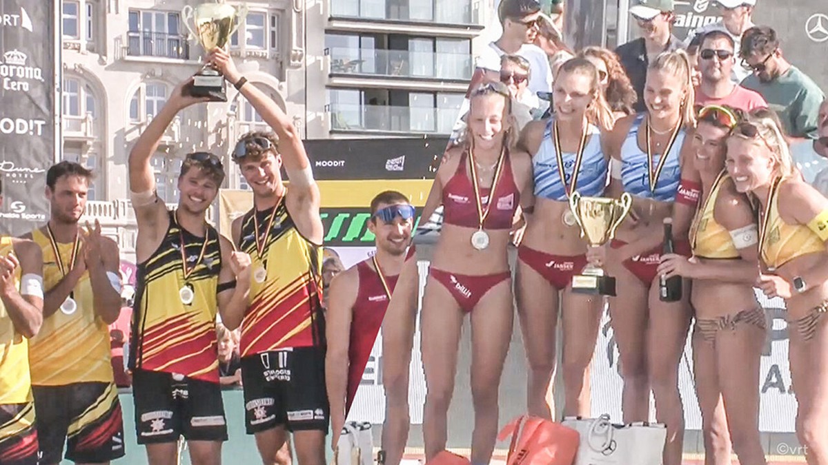 Vercauteren-Van Langendonck en Van Deun-Ruysschaert kronen zich tot Belgisch kampioen op het BK beachvolleybal in Nieuwpoort