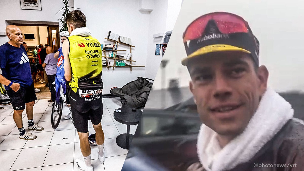 "Heb eerst in een bestelwagen geschuild": Wout van Aert vindt zijn weg naar de ploegbus na dwaaltocht in de hagelregen