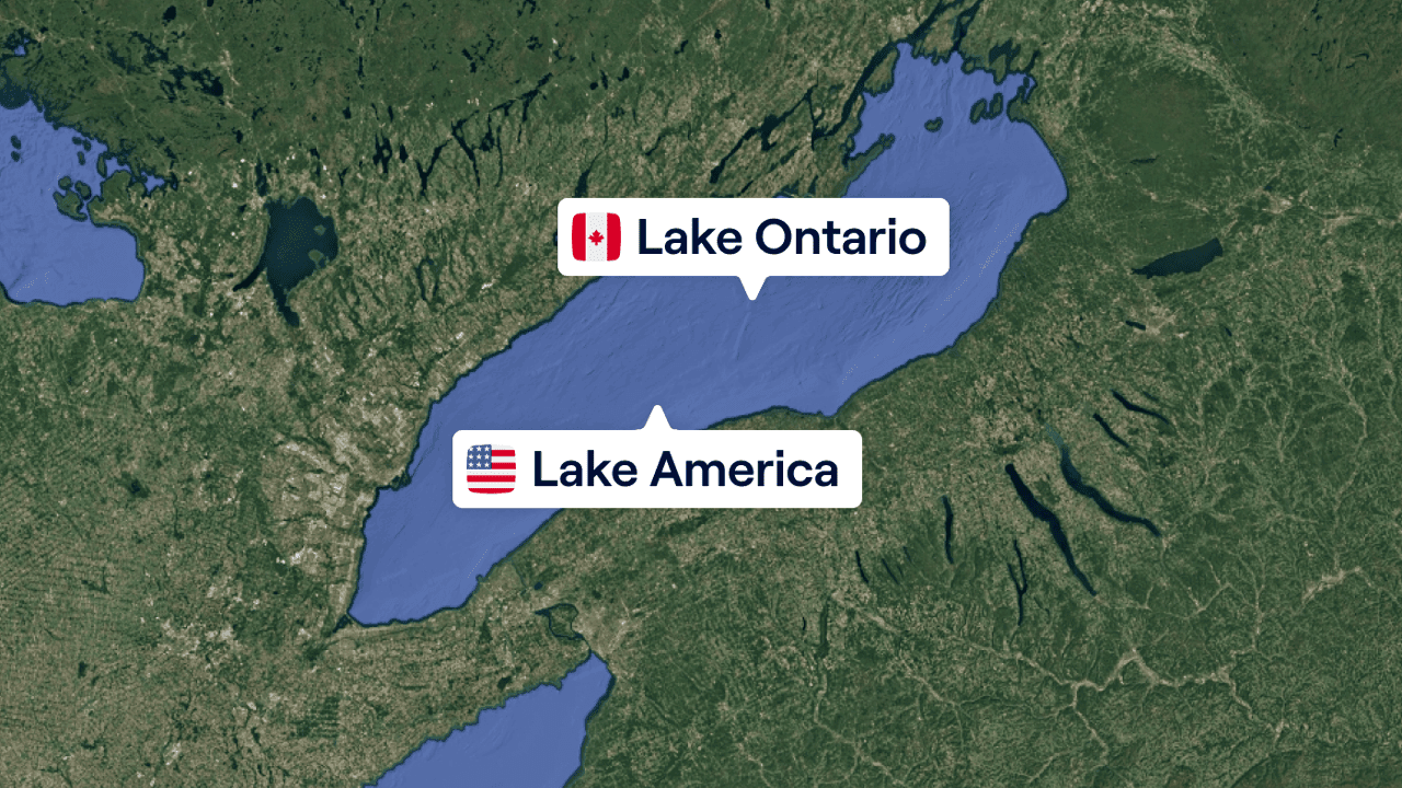 Google Maps verandert naam Ontariomeer in Amerikameer (voor wie vanuit de VS kijkt)