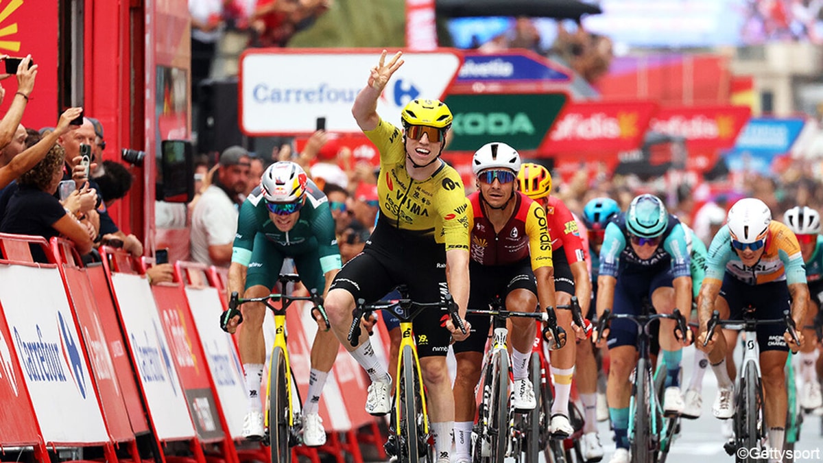 Visma-Lease a Bike duldt deze keer geen Franse stoorzender en loodst Matthew Brennan naar zijn derde ritzege in de Vuelta