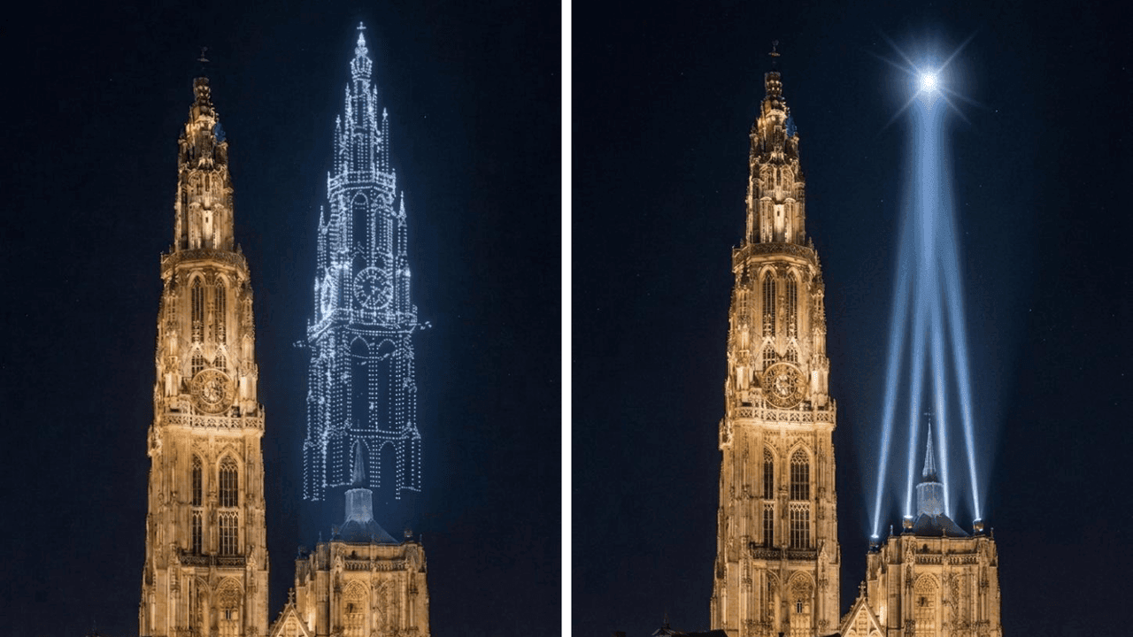 Krijgt kathedraal van Antwerpen na 500 jaar toch 2e toren dankzij drones en lichtbundels?