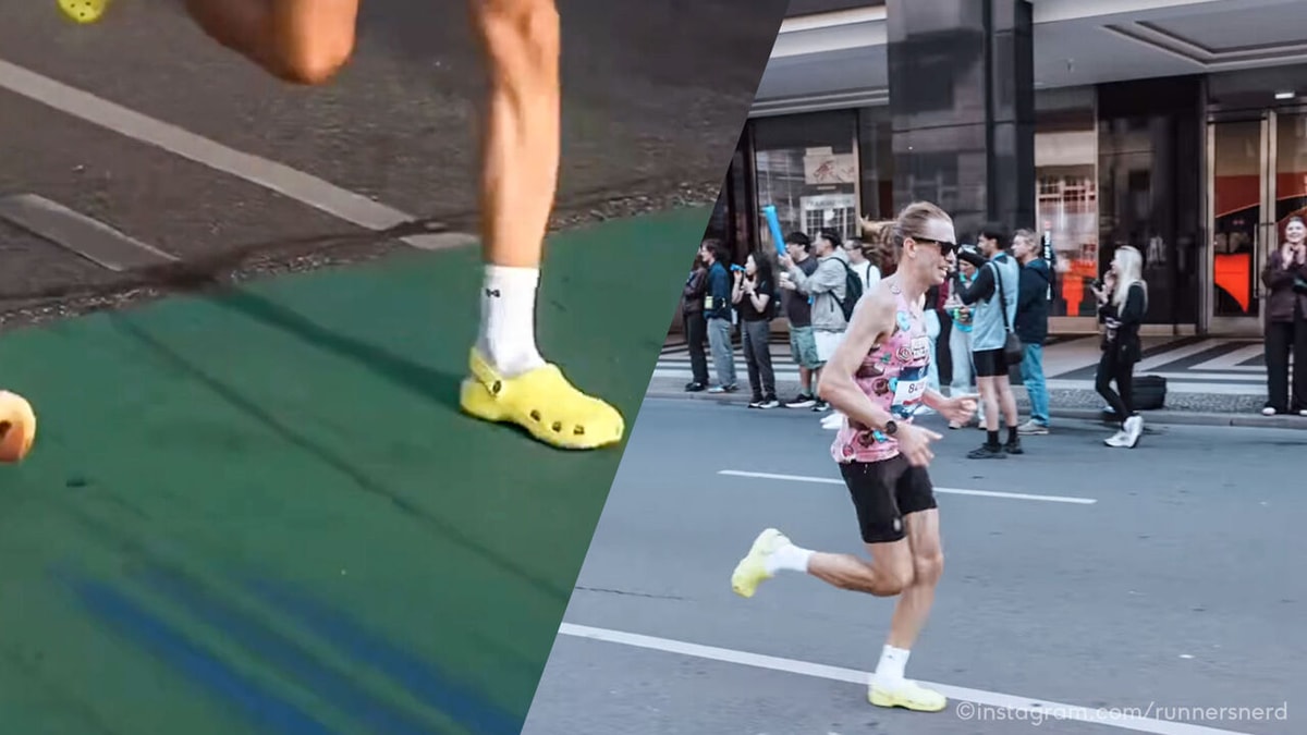 Een absurd 'wereldrecord' is gevallen: Rus loopt marathon van Berlijn als snelste met ... gele Crocs