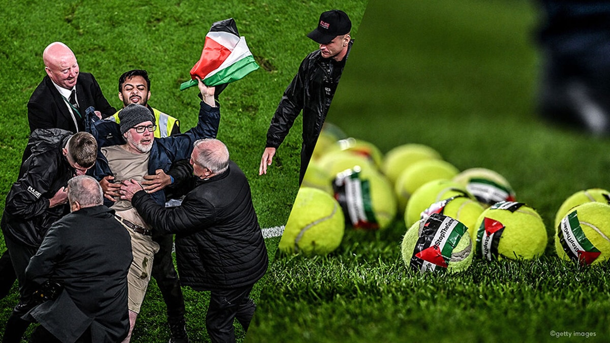 Tennisballen én een veldbetreding: duel tussen Ierland en Oostenrijk twee keer stilgelegd door pro-Palestijns protest
