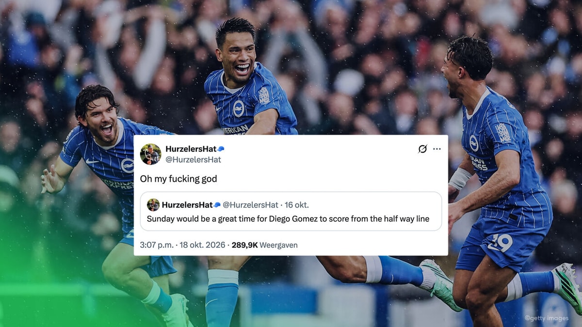 Absurde tweet gaat plots de wereld rond: Brighton-speler scoort wondergoal vanaf middenlijn, exact zoals fan had voorspeld