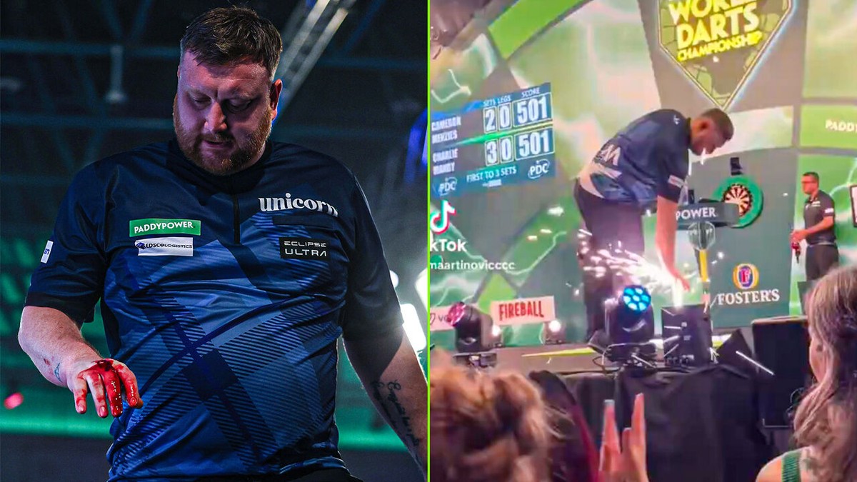 Wat bezielde hem? Nieuwe beelden tonen hoe dolgedraaide Schot vóór hij tafel mepte ook nog bewust hand verbrandde op WK-darts