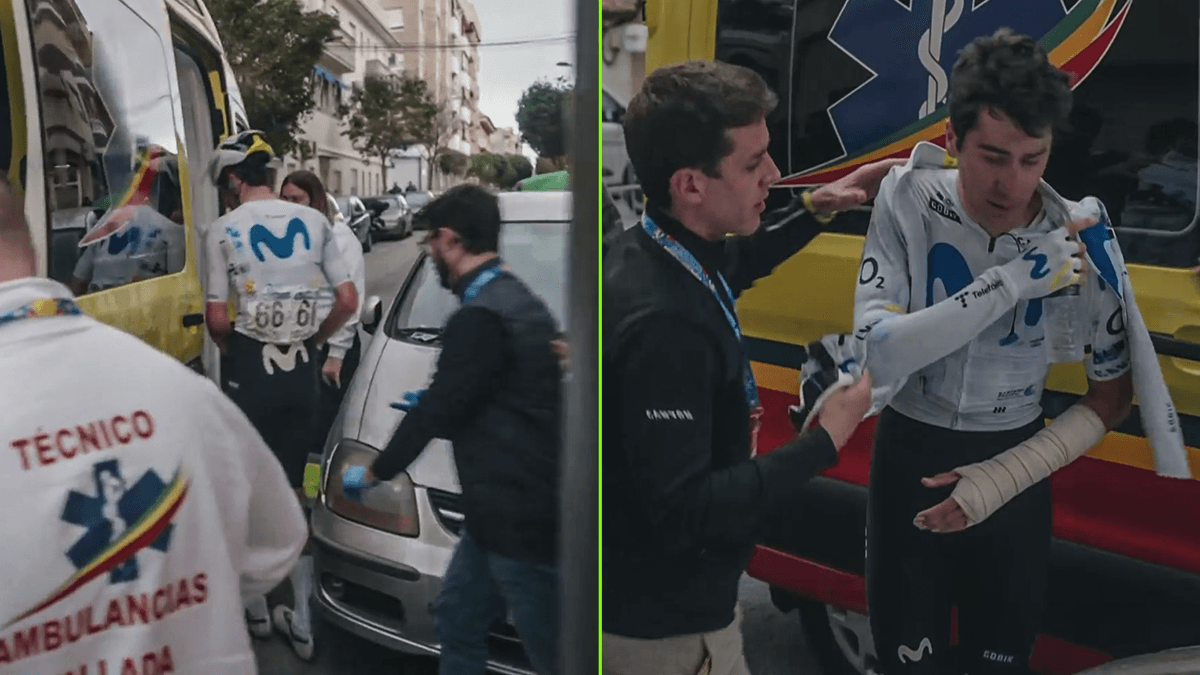 Zorgen om Cian Uijtdebroeks: Belg stapt met ferm ingepakte hand uit ambulance na val in Valencia