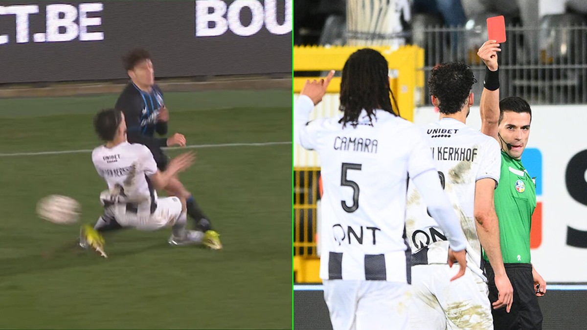 "Dit is vreselijk, een gemene aanslag": Charleroi-speler Van Den Kerkhof krijgt rood na wilde tackle op Tzolis