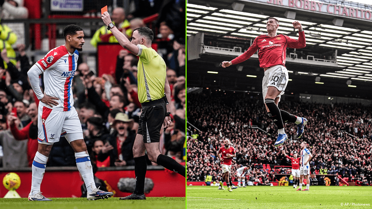 Van held naar schlemiel: rode kaart voor Lacroix is kantelpunt in felbevochten United-zege tegen Crystal Palace
