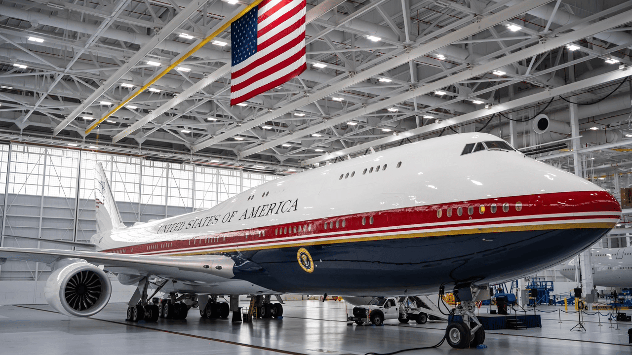 Eerste beelden van nieuw vliegtuig voor Amerikaanse president Trump, dat 'cadeau' is van Qatar