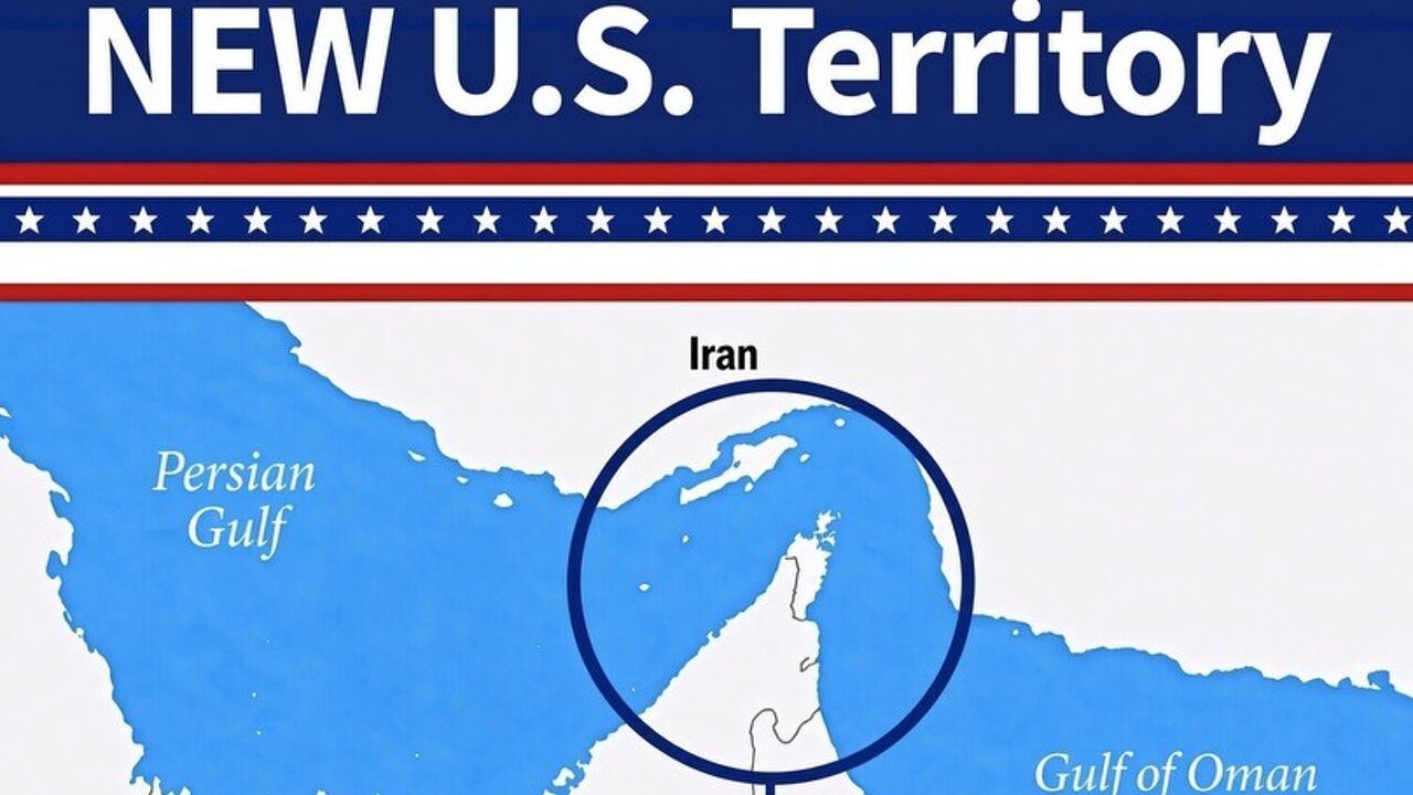 Trump schermt met kaart van Straat van Hormuz als "grondgebied van VS"