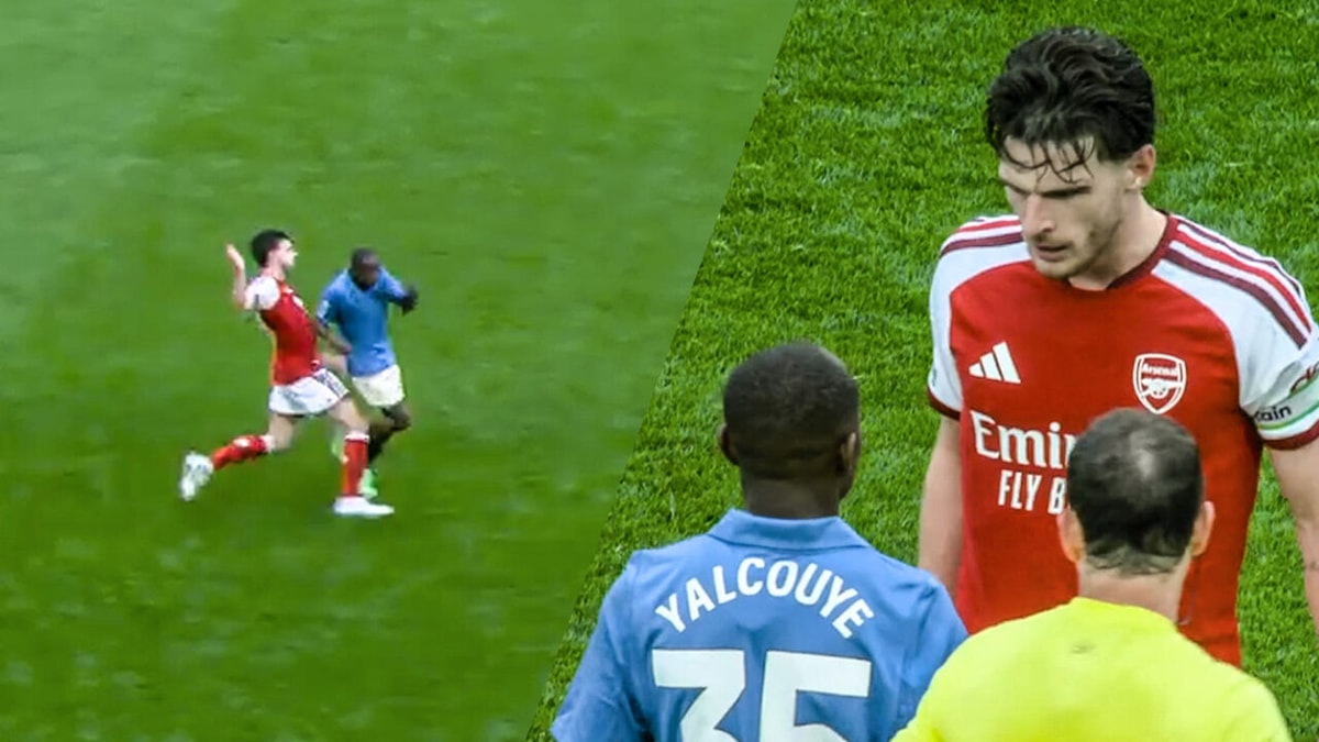 In zijn schop zat alle frustratie vervat: Rice ontsnapt aan rode kaart na match waarin Arsenal "van de mat werd gespeeld"