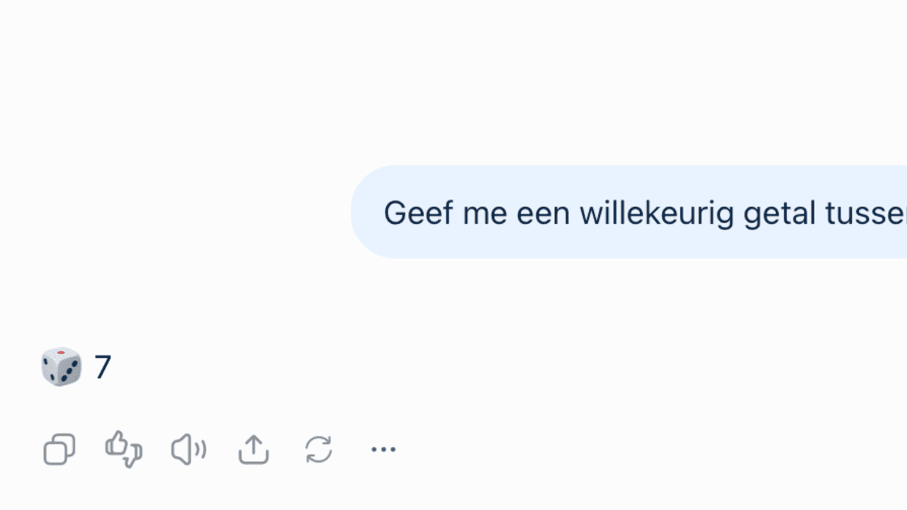 Dit is waarom AI-chatbots altijd '7' kiezen als je een willekeurig getal tussen 1 en 10 vraagt